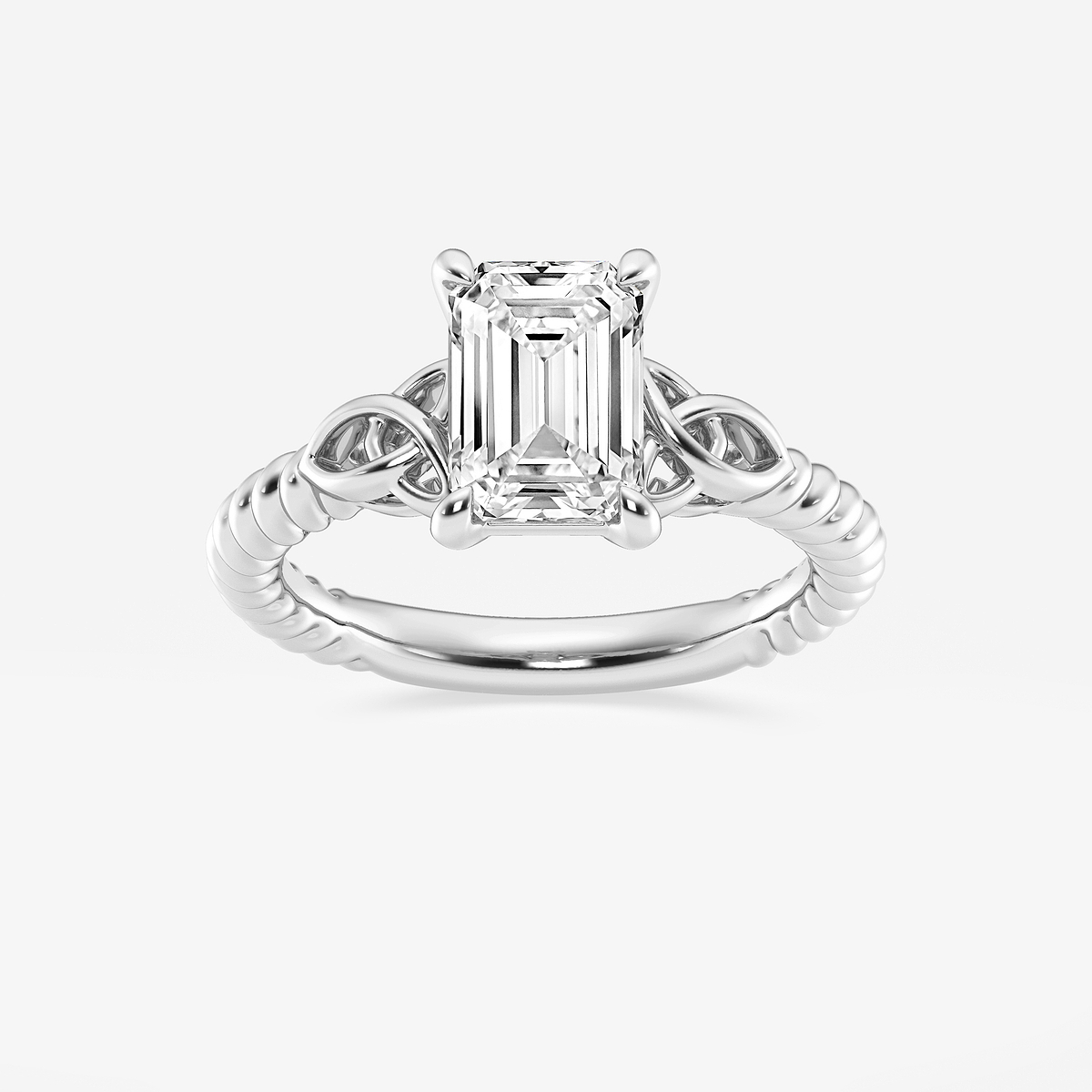 2 ctw Emerald Lab Grown Diamond Celtic Twist Solitaire Engagement Ring