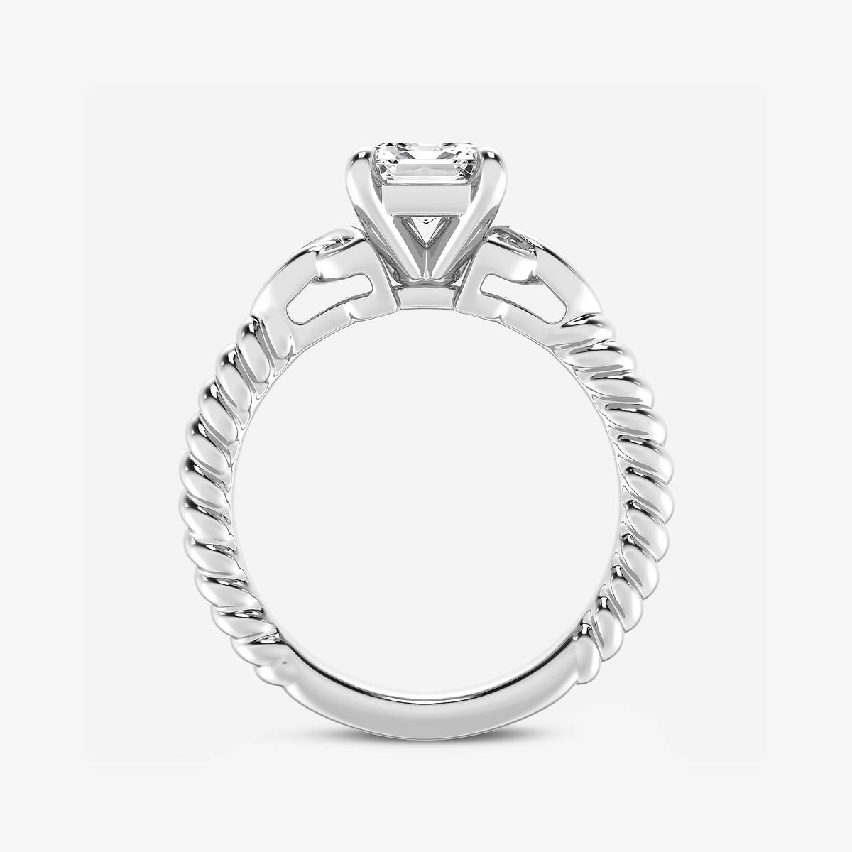 Additional Image 1 for  2 ctw Emerald Lab Grown Diamond Celtic Twist Solitaire Engagement Ring