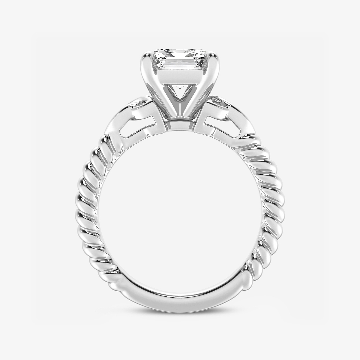 Additional Image 1 for  3 ctw Emerald Lab Grown Diamond Celtic Twist Solitaire Engagement Ring