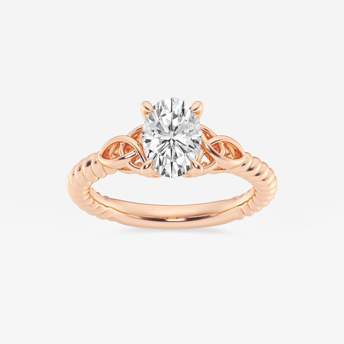 1 ctw Oval Lab Grown Diamond Celtic Twist Solitaire Engagement Ring
