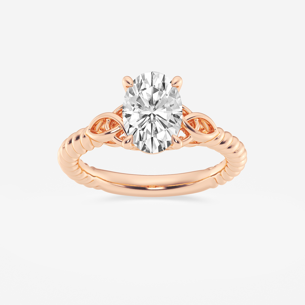 1 1/2 ctw Oval Lab Grown Diamond Celtic Twist Solitaire Engagement Ring