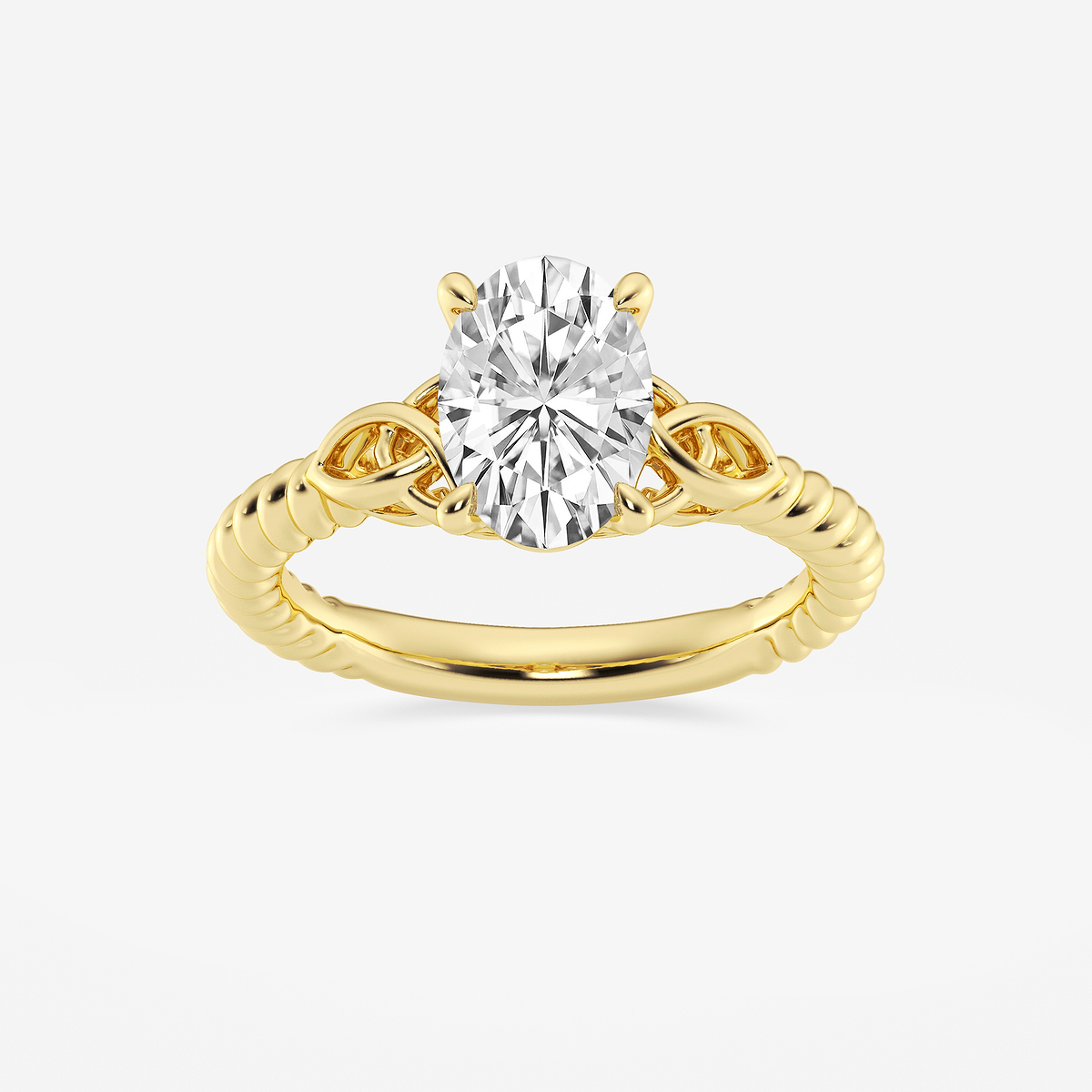 1 1/2 ctw Oval Lab Grown Diamond Celtic Twist Solitaire Engagement Ring