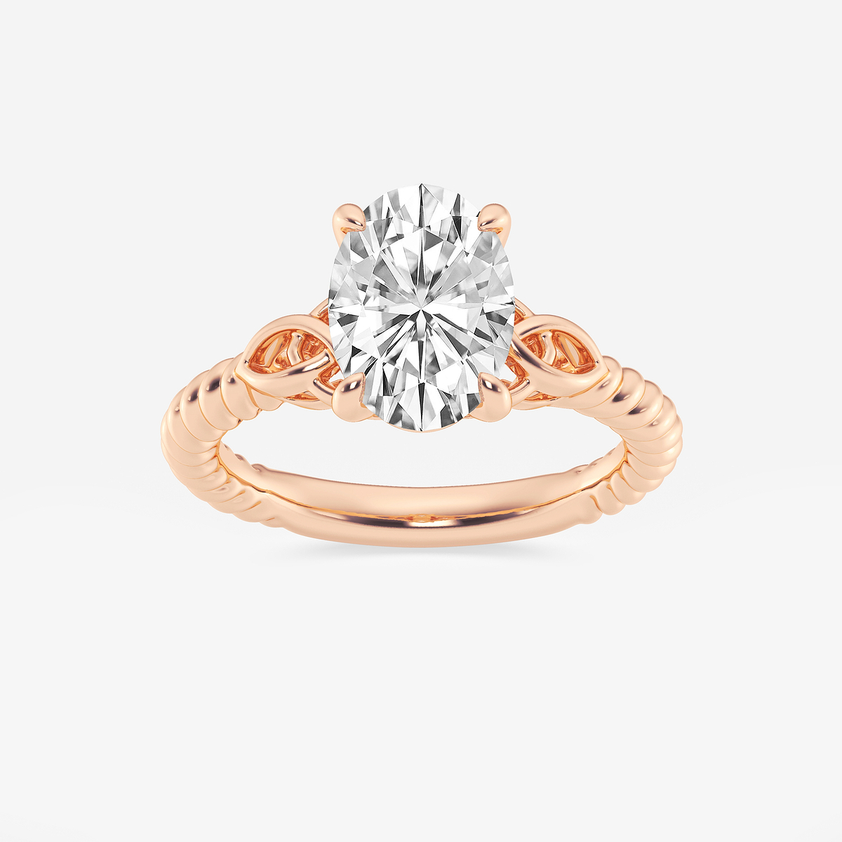 2 ctw Oval Lab Grown Diamond Celtic Twist Solitaire Engagement Ring