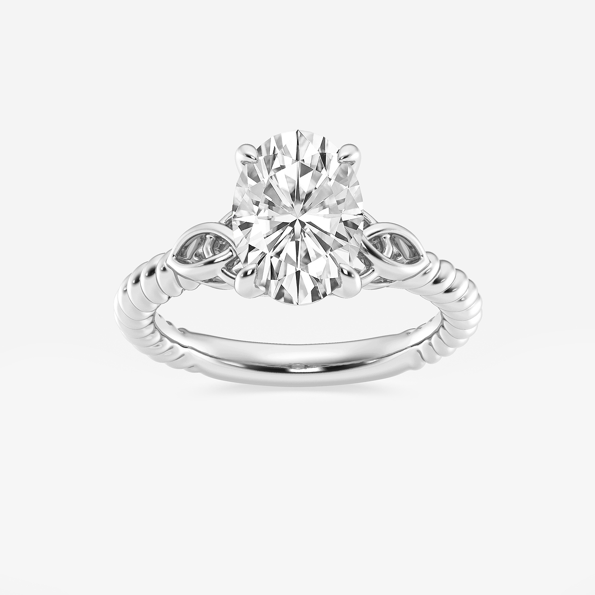 2 ctw Oval Lab Grown Diamond Celtic Twist Solitaire Engagement Ring