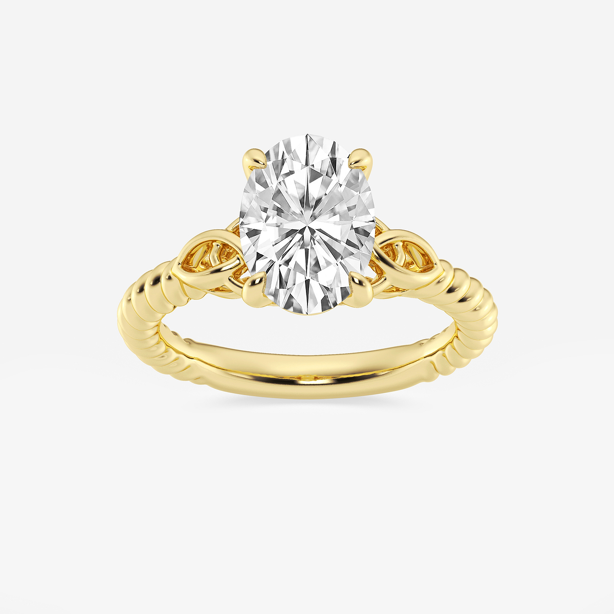 2 ctw Oval Lab Grown Diamond Celtic Twist Solitaire Engagement Ring