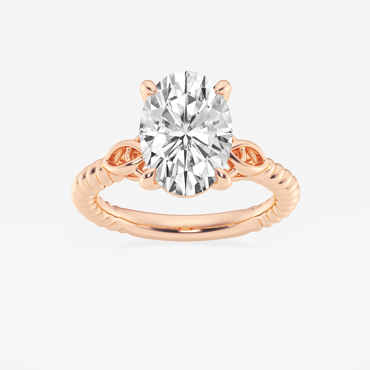 3 ctw Oval Lab Grown Diamond Celtic Twist Solitaire Engagement Ring