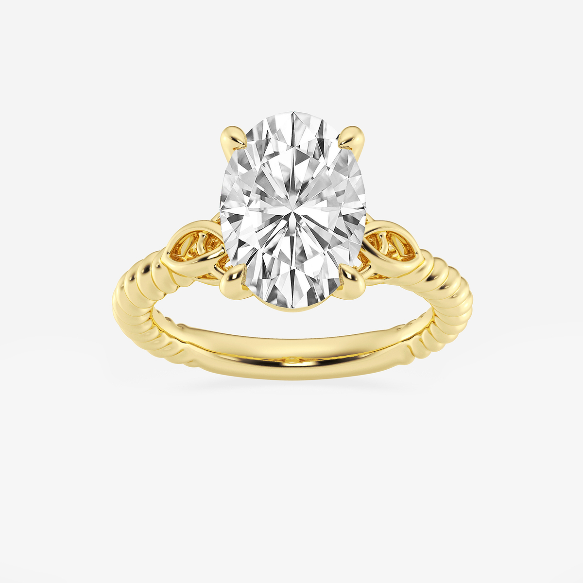 3 ctw Oval Lab Grown Diamond Celtic Twist Solitaire Engagement Ring