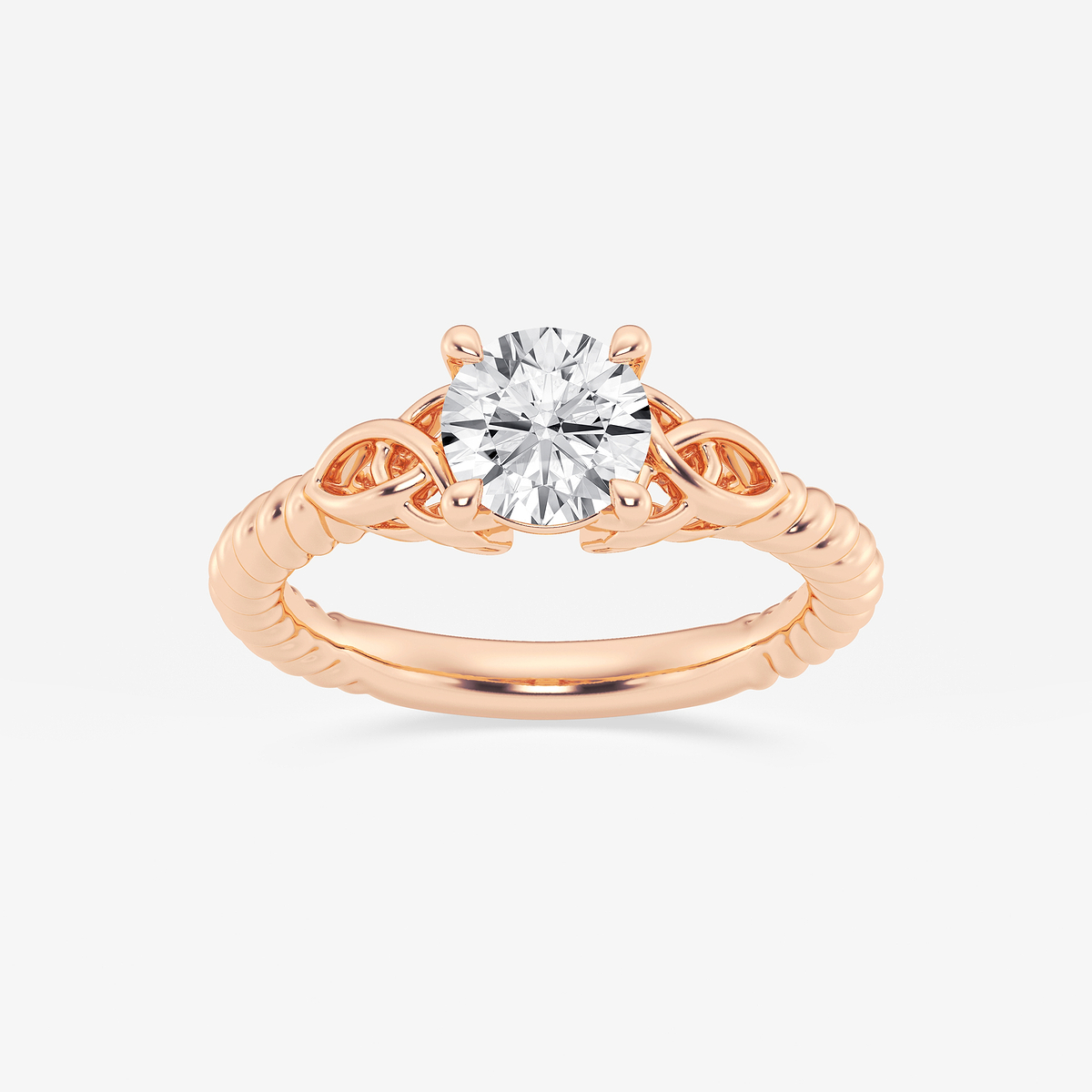 1 ctw Round Lab Grown Diamond Celtic Twist Solitaire Engagement Ring
