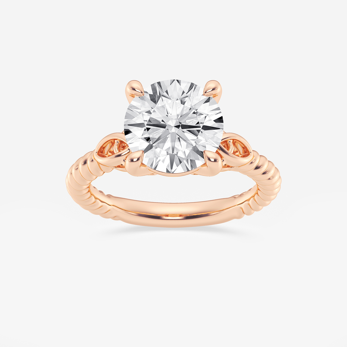 3 ctw Round Lab Grown Diamond Celtic Twist Solitaire Engagement Ring