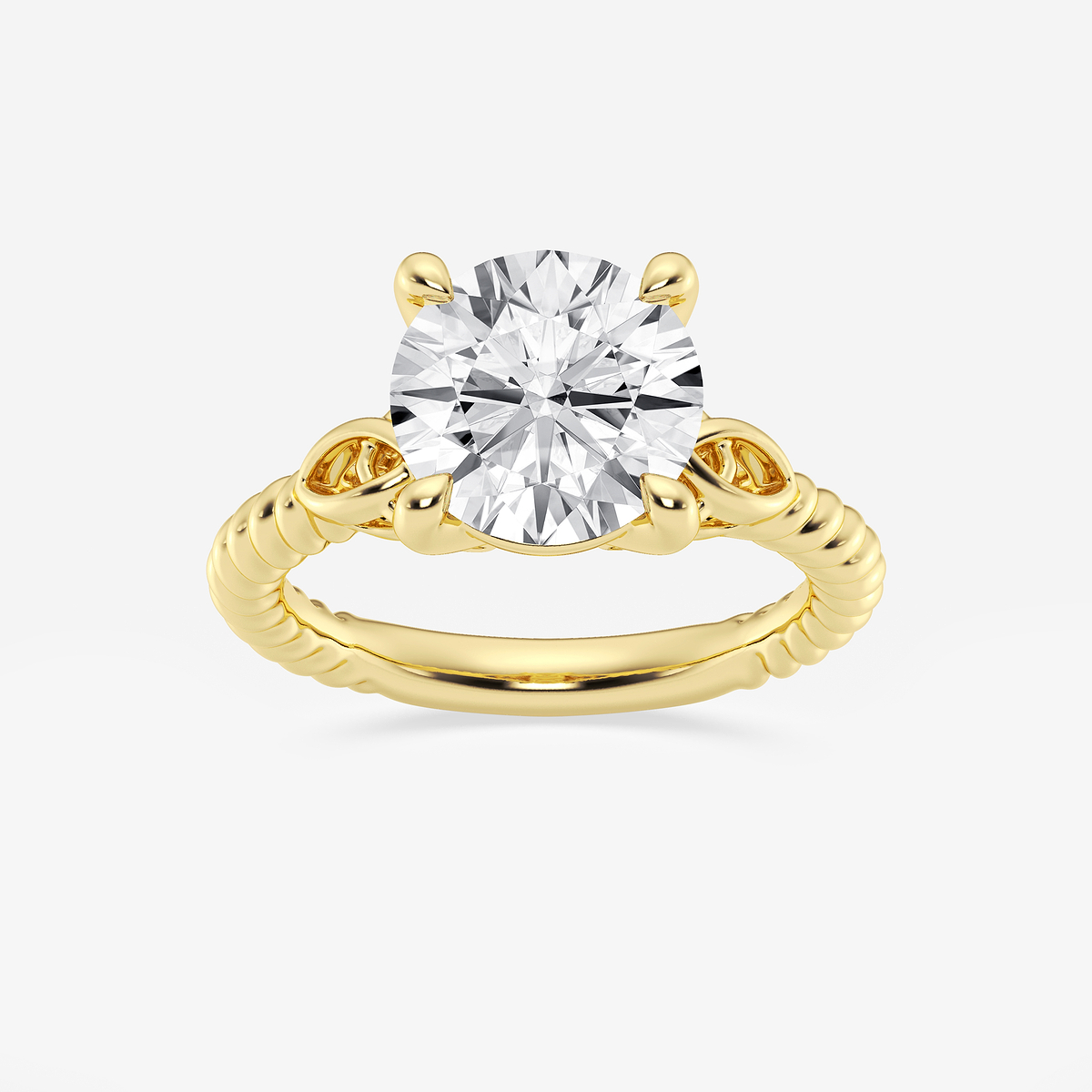 3 ctw Round Lab Grown Diamond Celtic Twist Solitaire Engagement Ring