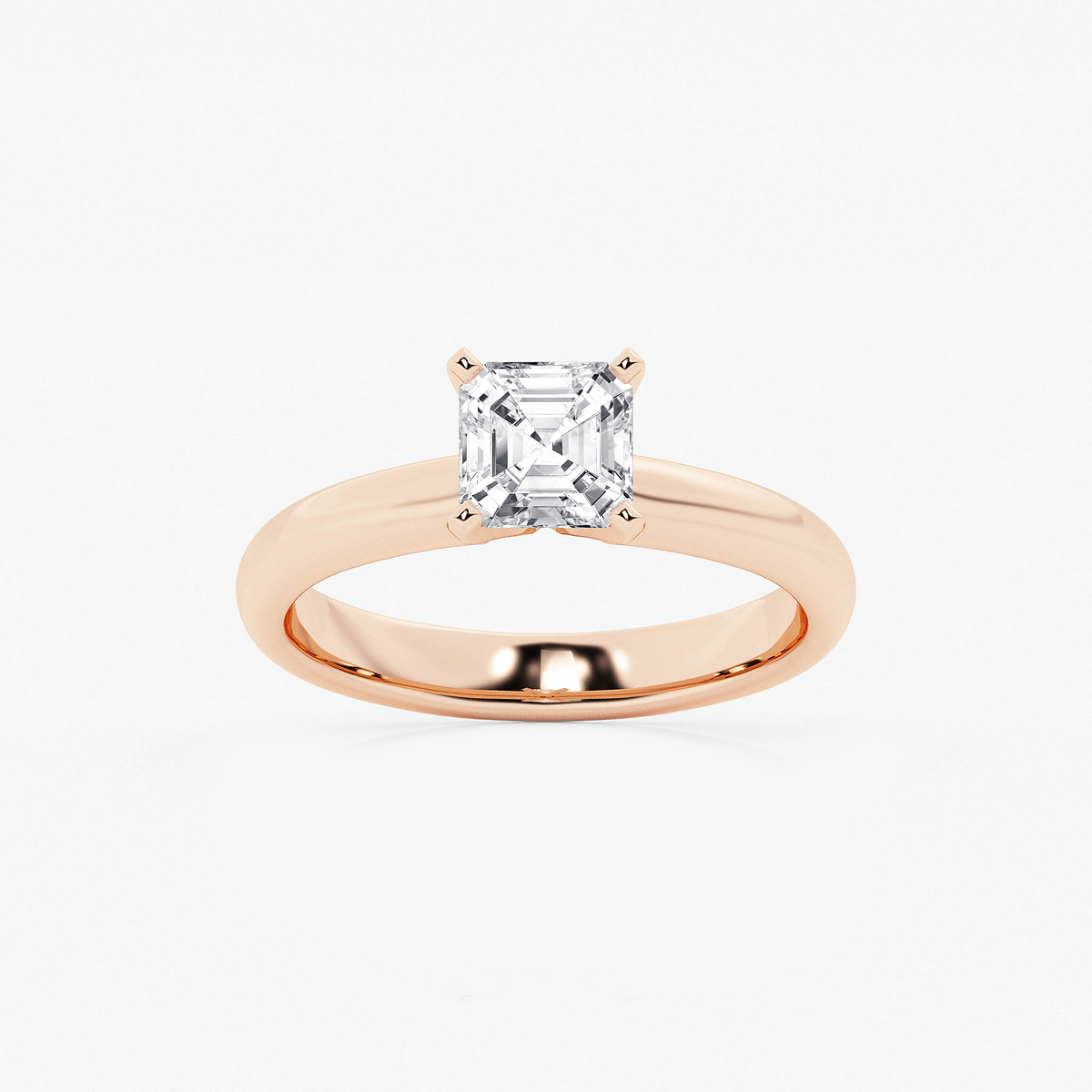 1 ctw Asscher Lab Grown Diamond Classic Solitaire Engagement Ring
