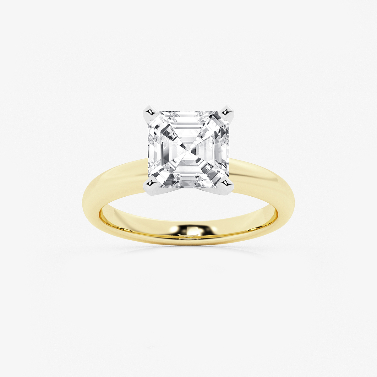 3 ctw Asscher Lab Grown Diamond Classic Solitaire Engagement Ring