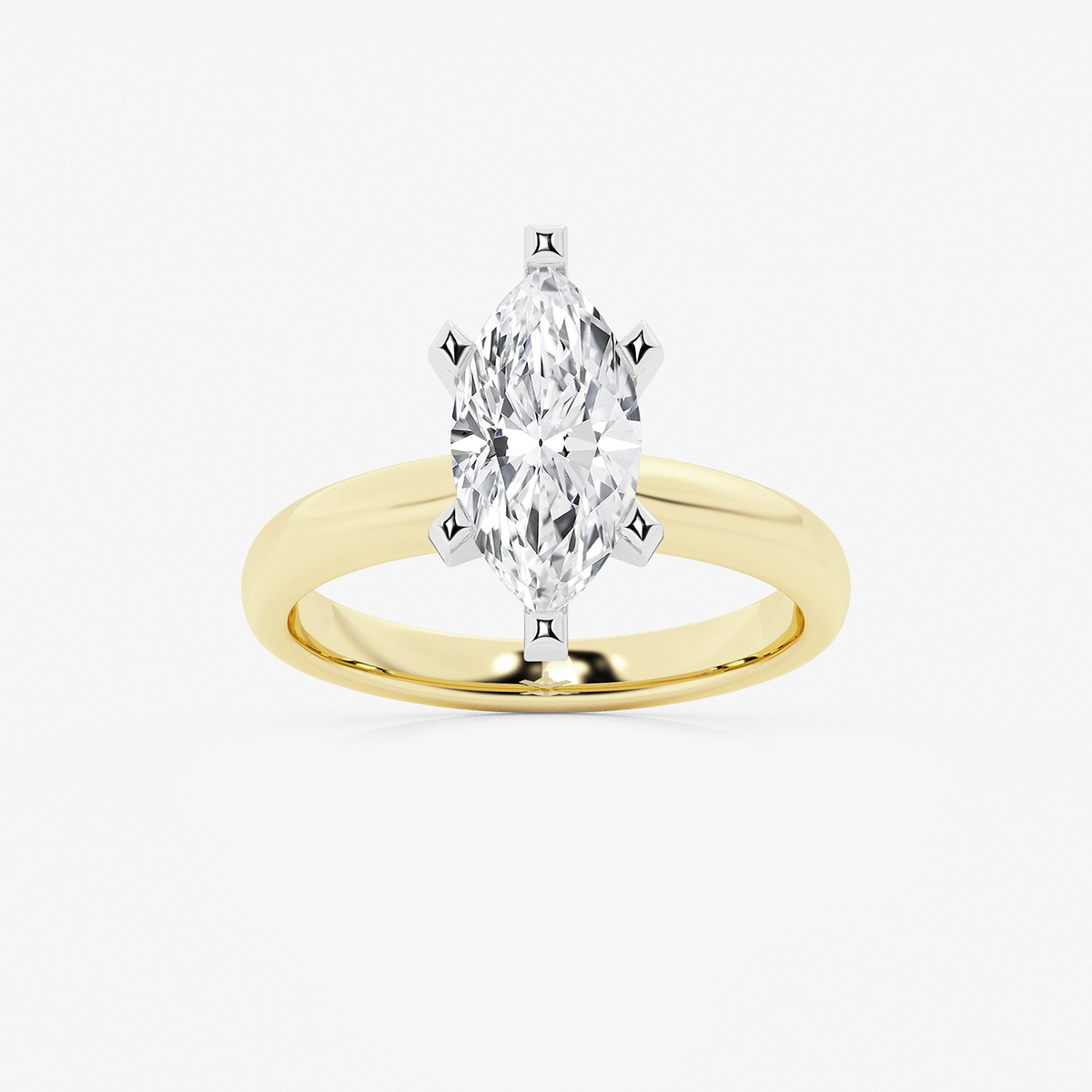 2 1/2 ctw Marquise Lab Grown Diamond Classic Solitaire Engagement Ring 14K Two-Tone White & Yellow Gold, F, VS2