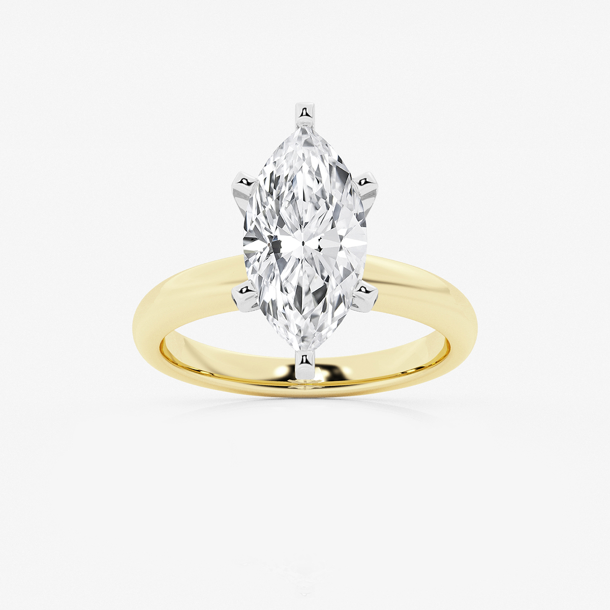 3 ctw Marquise Lab Grown Diamond Classic Solitaire Engagement Ring 14K Two-Tone White & Yellow Gold, F, VS2