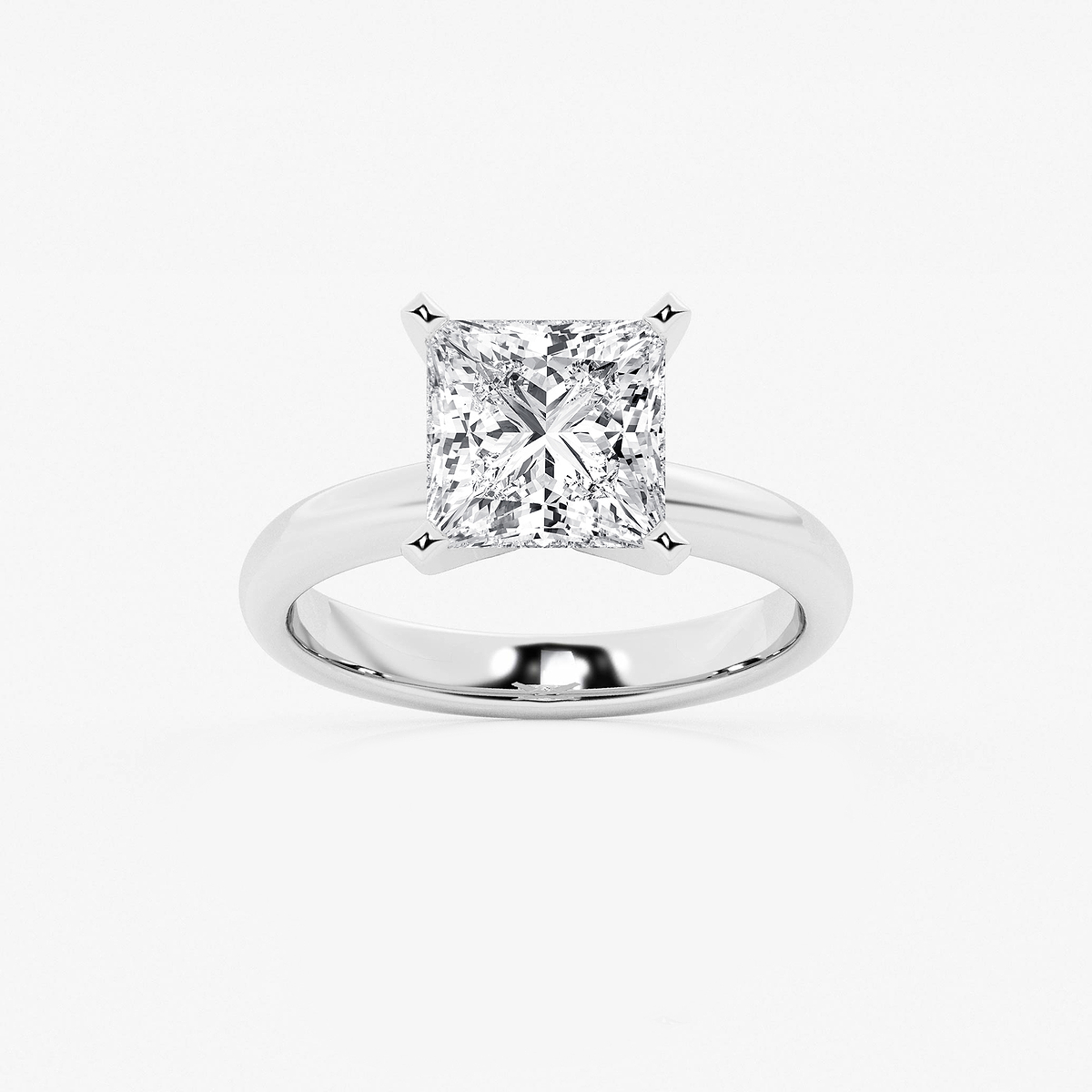 3 ctw Princess Lab Grown Diamond Classic Solitaire Engagement Ring 14K White Gold, F, VS2