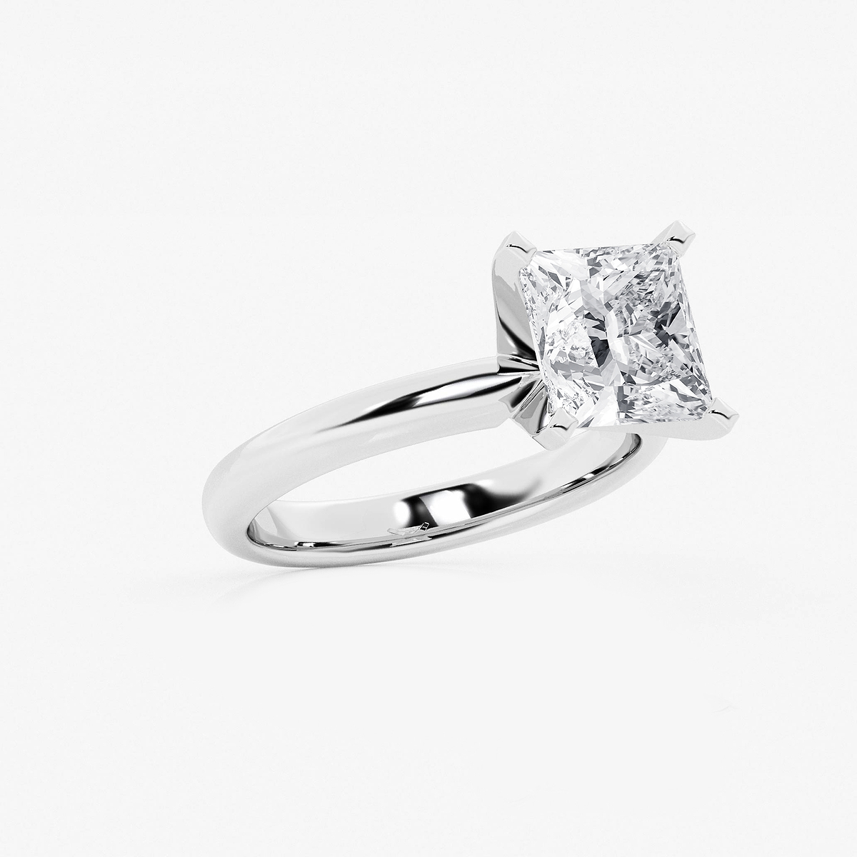 3 ctw Princess Lab Grown Diamond Classic Solitaire Engagement Ring 14K White Gold, F, VS2