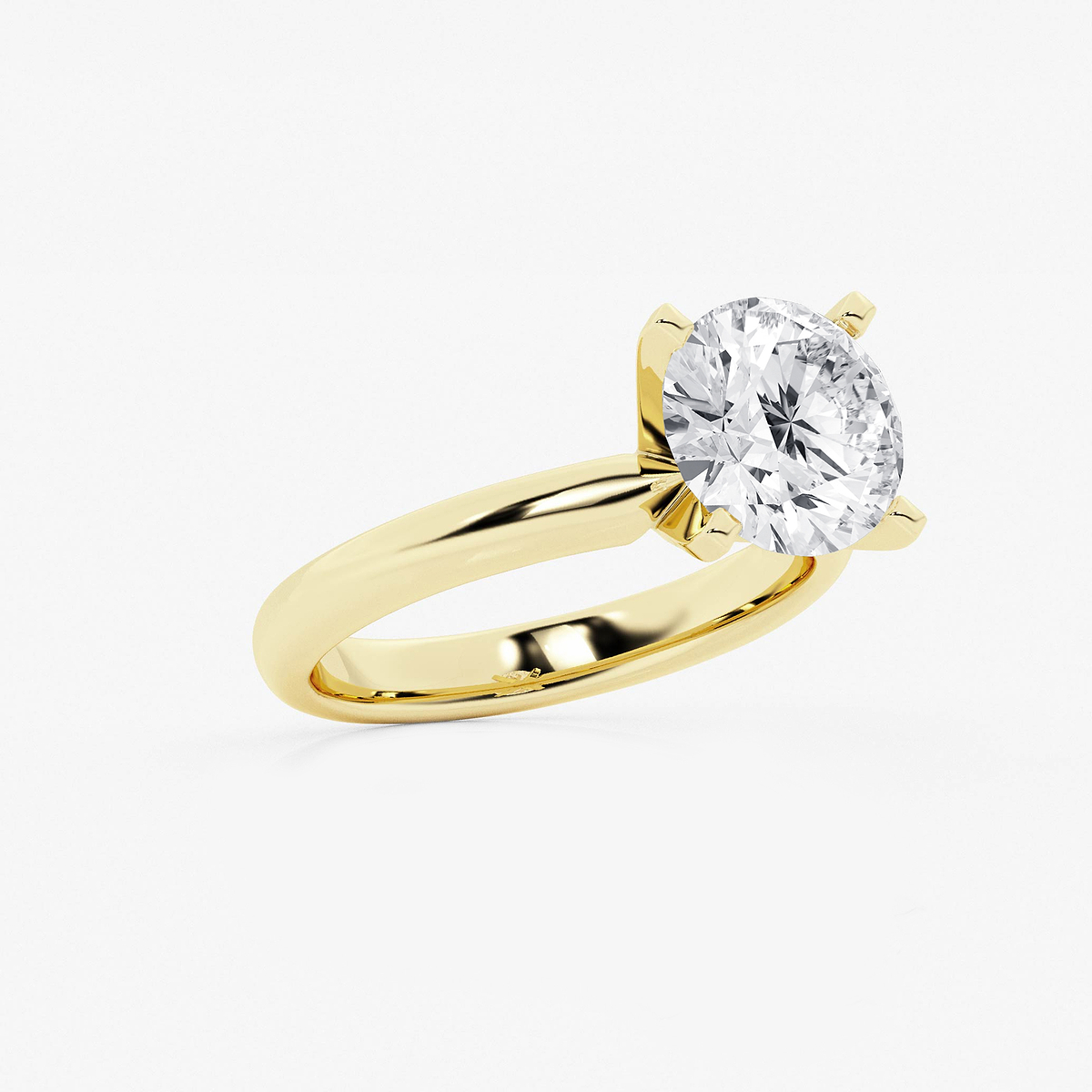8 ctw Round Lab Grown Diamond Classic Solitaire Engagement Ring 14K Yellow Gold, F, VS2