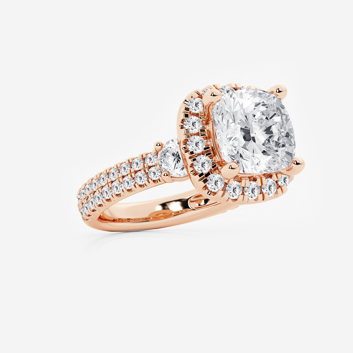 Additional Image 1 for  7 ctw Cushion Lab Grown Diamond Double Row Side Stones Halo Engagement Ring