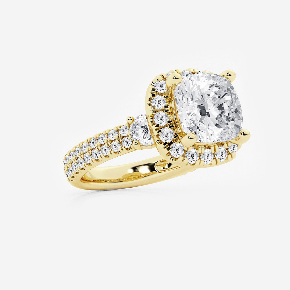 Additional Image 1 for  7 ctw Cushion Lab Grown Diamond Double Row Side Stones Halo Engagement Ring