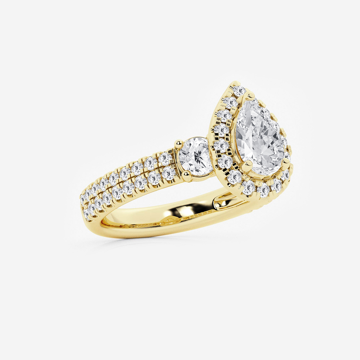 Additional Image 1 for  2 1/6 ctw Pear Lab Grown Diamond Double Row Side Stones Halo Engagement Ring