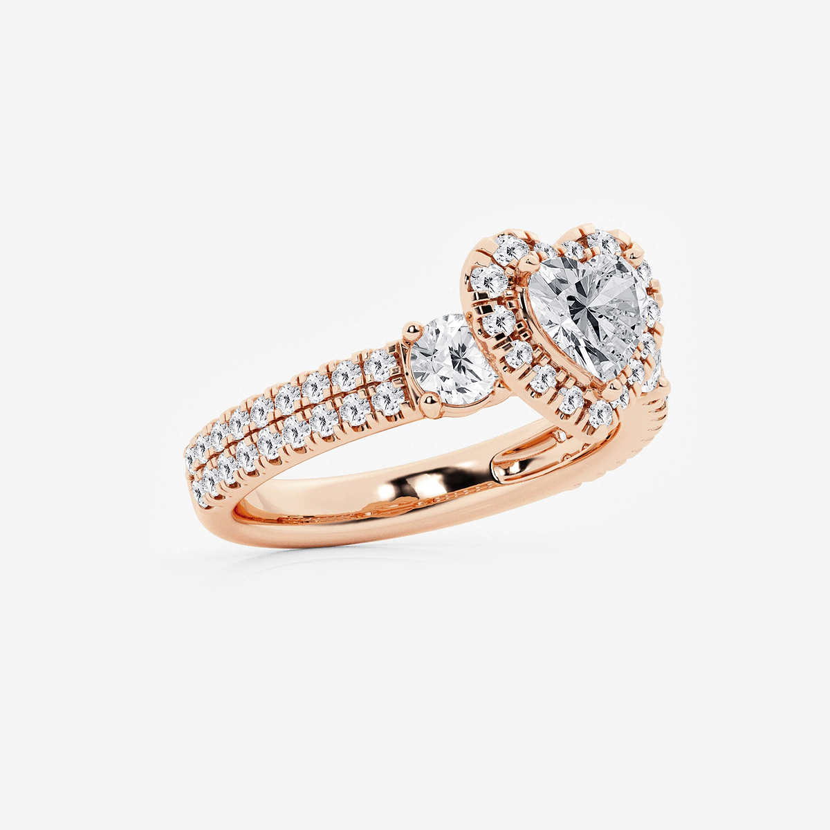 Additional Image 1 for  2 1/6 ctw Heart Lab Grown Diamond Double Row Side Stones Halo Engagement Ring