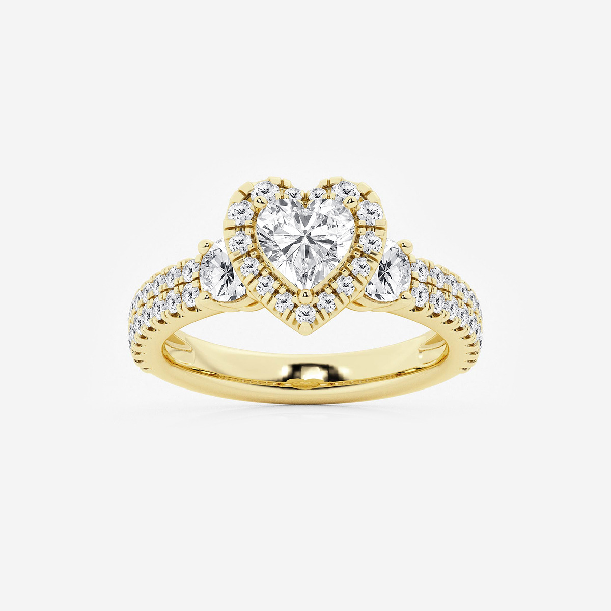 2 1/6 ctw Heart Lab Grown Diamond Double Row Side Stones Halo Engagement Ring