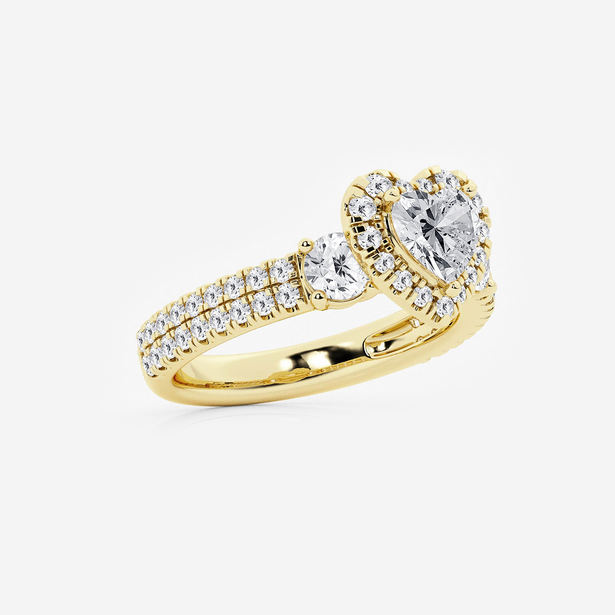 Additional Image 1 for  2 1/6 ctw Heart Lab Grown Diamond Double Row Side Stones Halo Engagement Ring