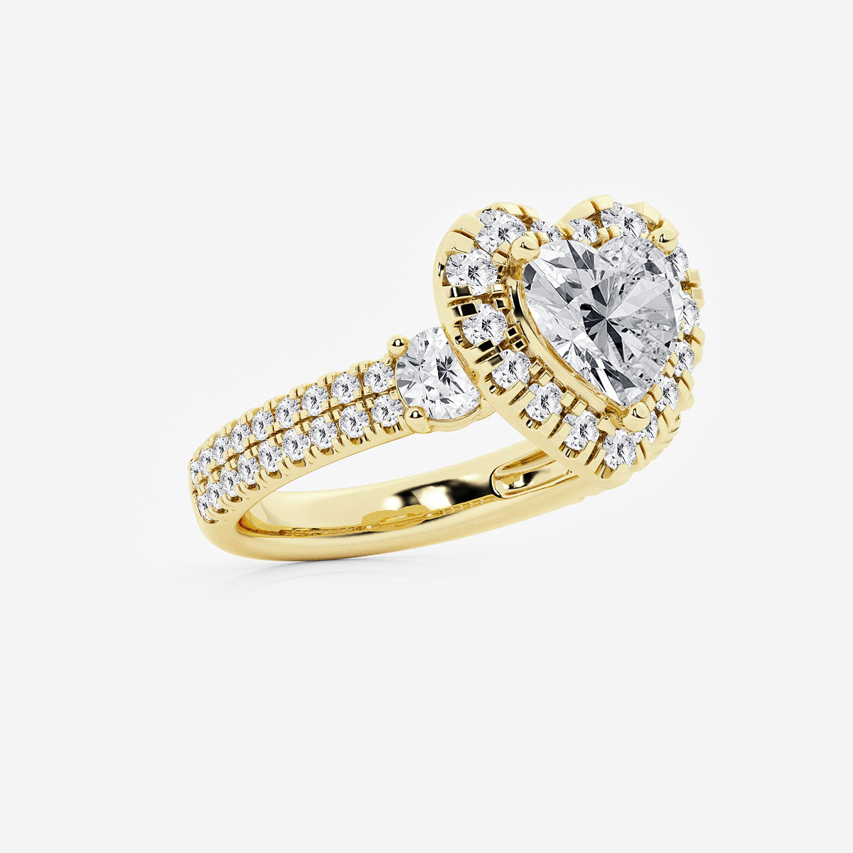 Additional Image 1 for  3 1/4 ctw Heart Lab Grown Diamond Double Row Side Stones Halo Engagement Ring