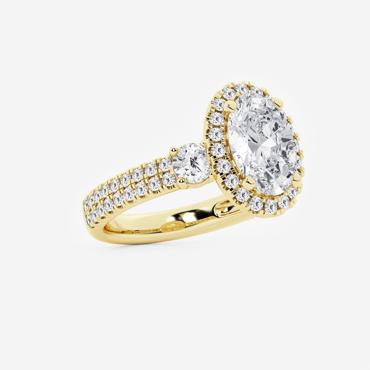 Additional Image 1 for  4 ctw Oval Lab Grown Diamond Double Row Side Stones Halo Engagement Ring