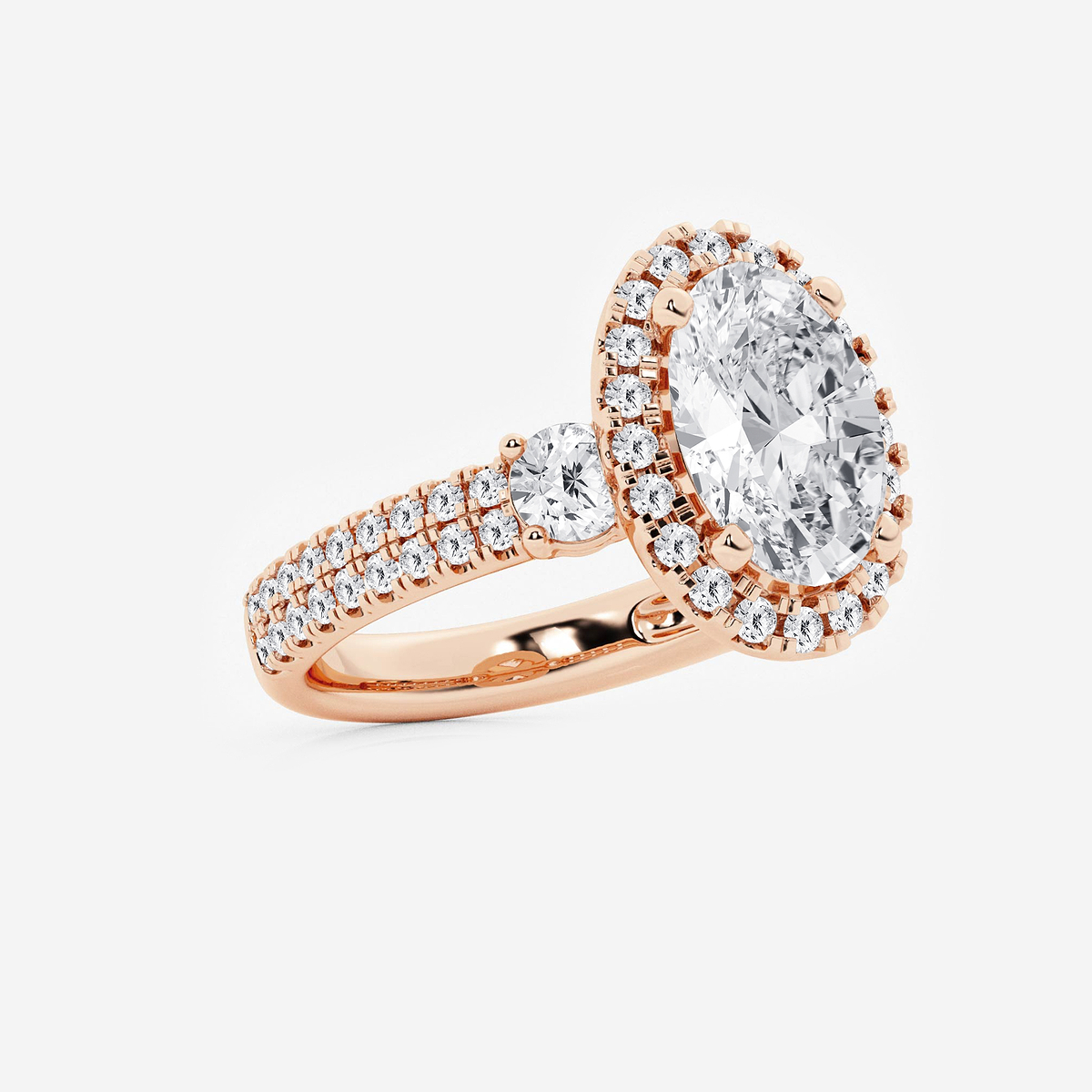 Additional Image 1 for  4 3/4 ctw Oval Lab Grown Diamond Double Row Side Stones Halo Engagement Ring