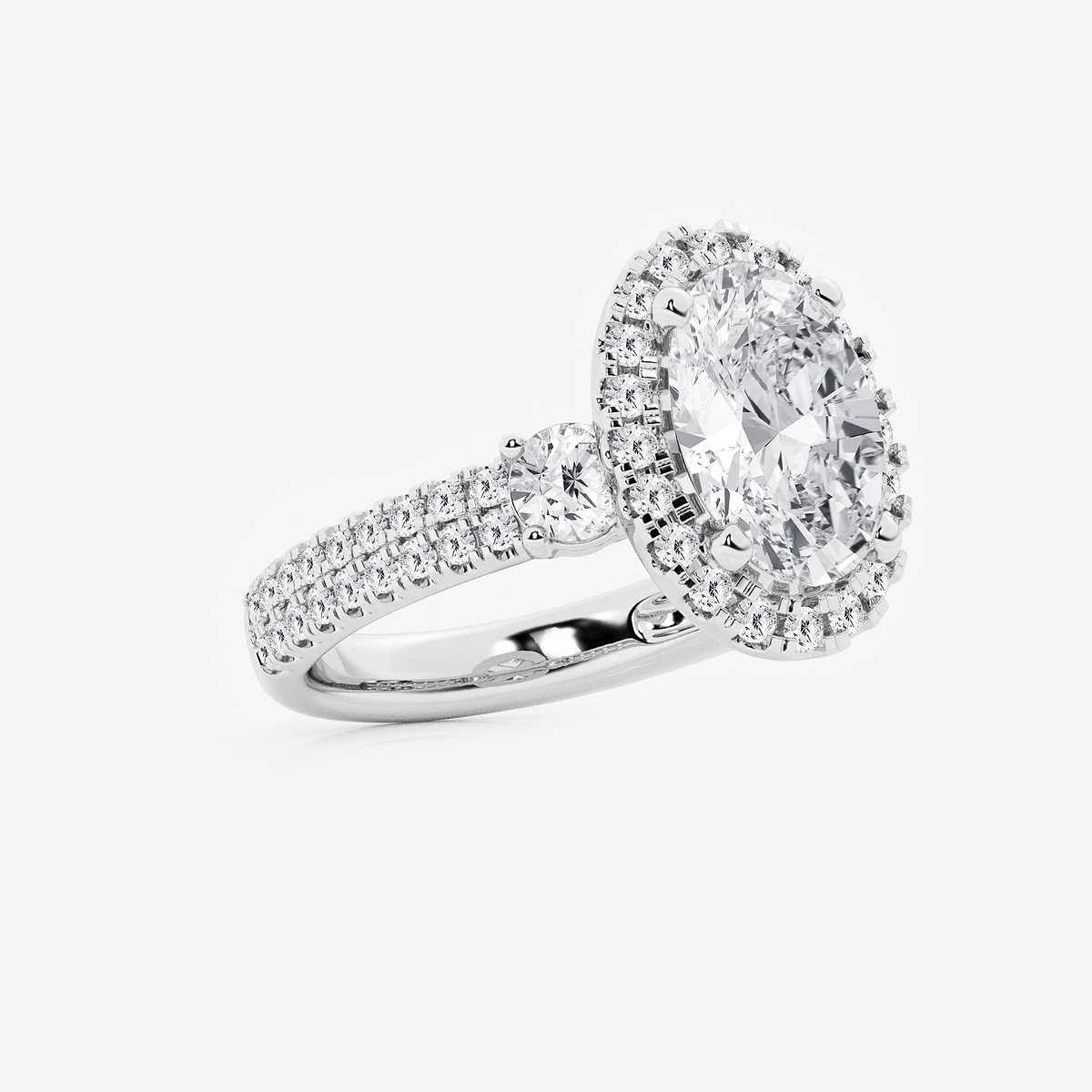 Additional Image 1 for  4 3/4 ctw Oval Lab Grown Diamond Double Row Side Stones Halo Engagement Ring