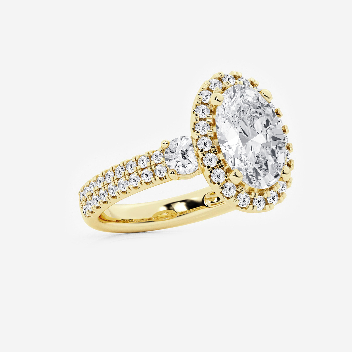 Additional Image 1 for  4 3/4 ctw Oval Lab Grown Diamond Double Row Side Stones Halo Engagement Ring