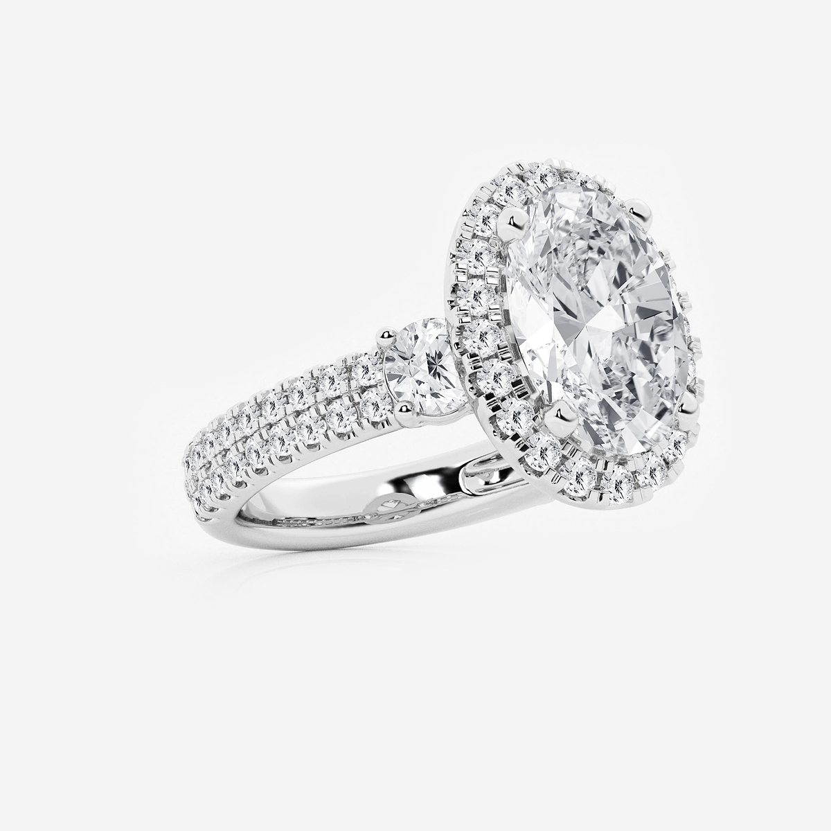 Additional Image 1 for  6 ctw Oval Lab Grown Diamond Double Row Side Stones Halo Engagement Ring