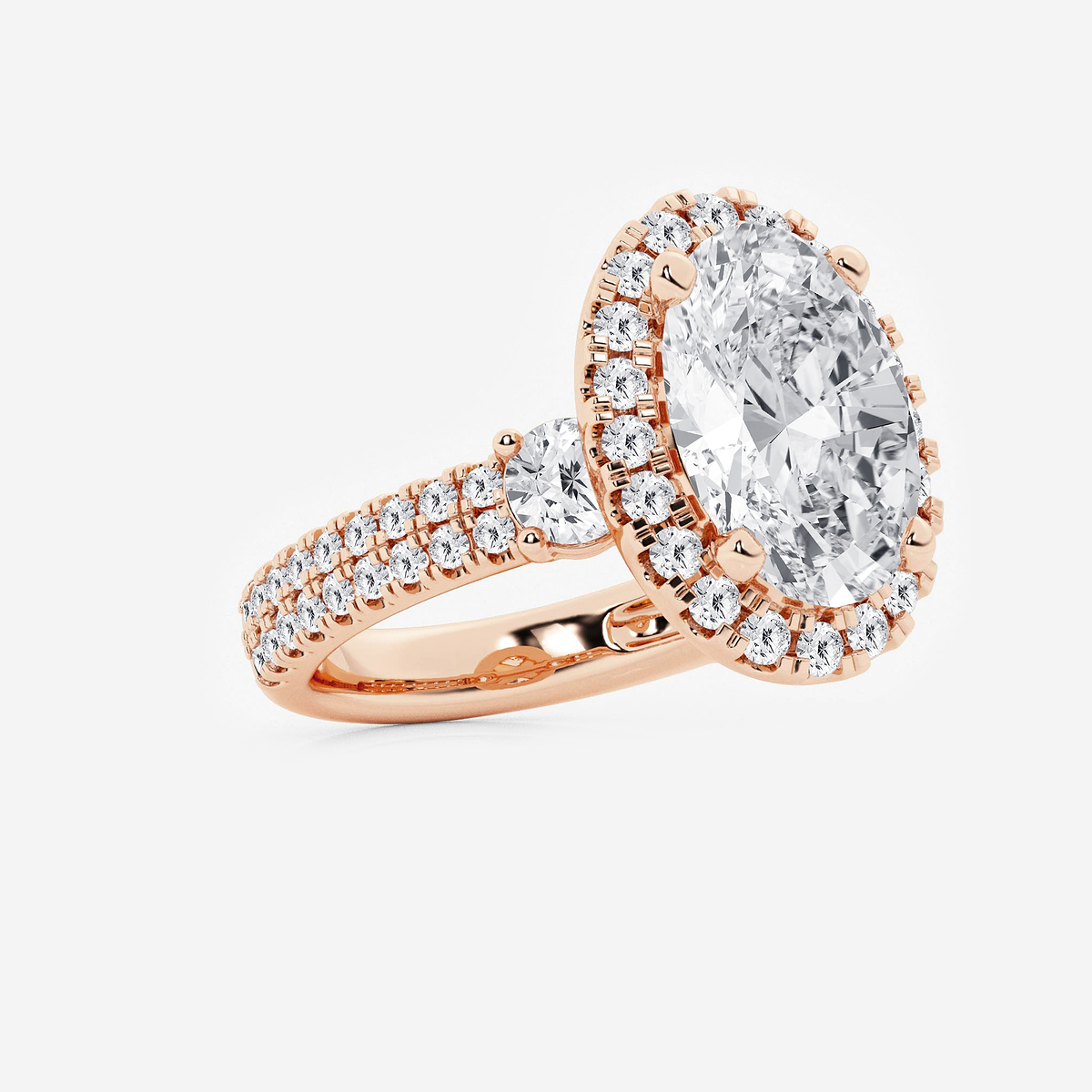Additional Image 1 for  7 ctw Oval Lab Grown Diamond Double Row Side Stones Halo Engagement Ring