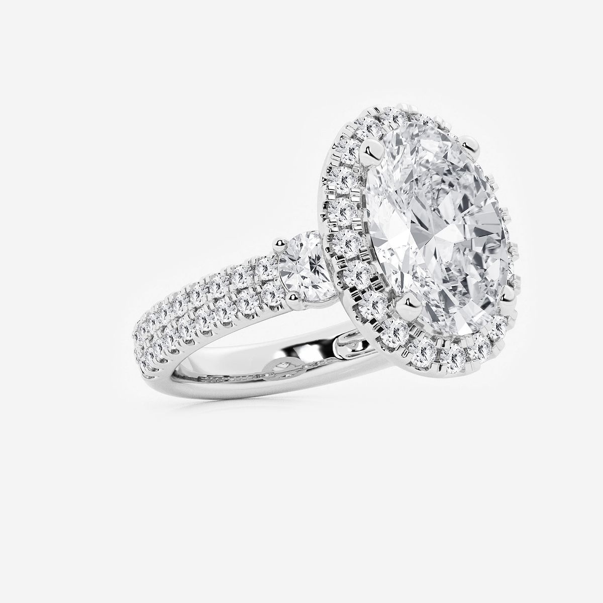 Additional Image 1 for  7 ctw Oval Lab Grown Diamond Double Row Side Stones Halo Engagement Ring