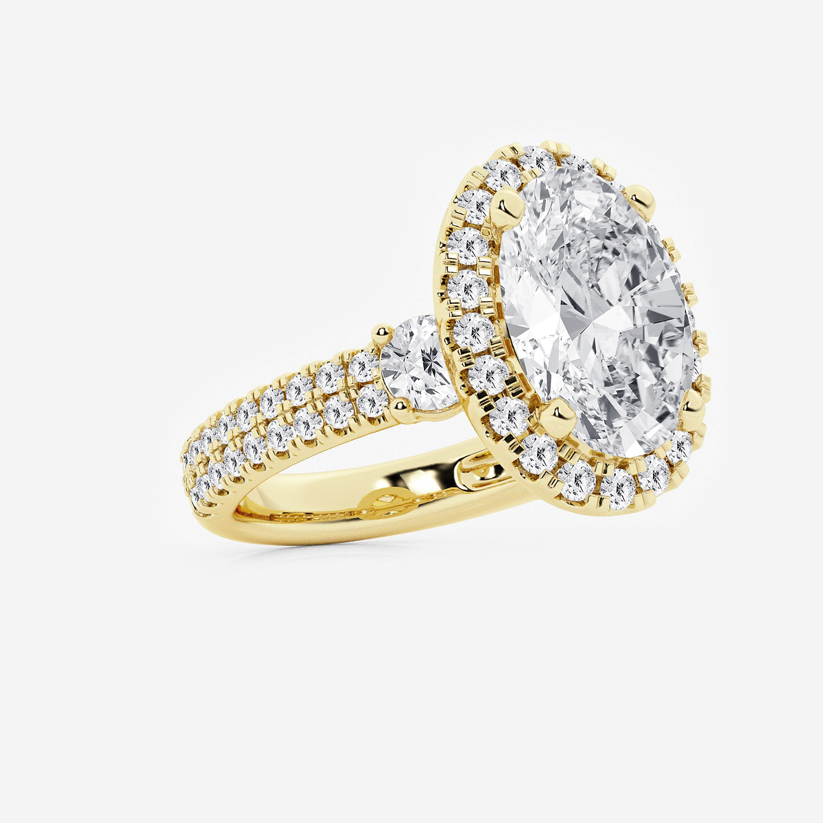 Additional Image 1 for  7 ctw Oval Lab Grown Diamond Double Row Side Stones Halo Engagement Ring