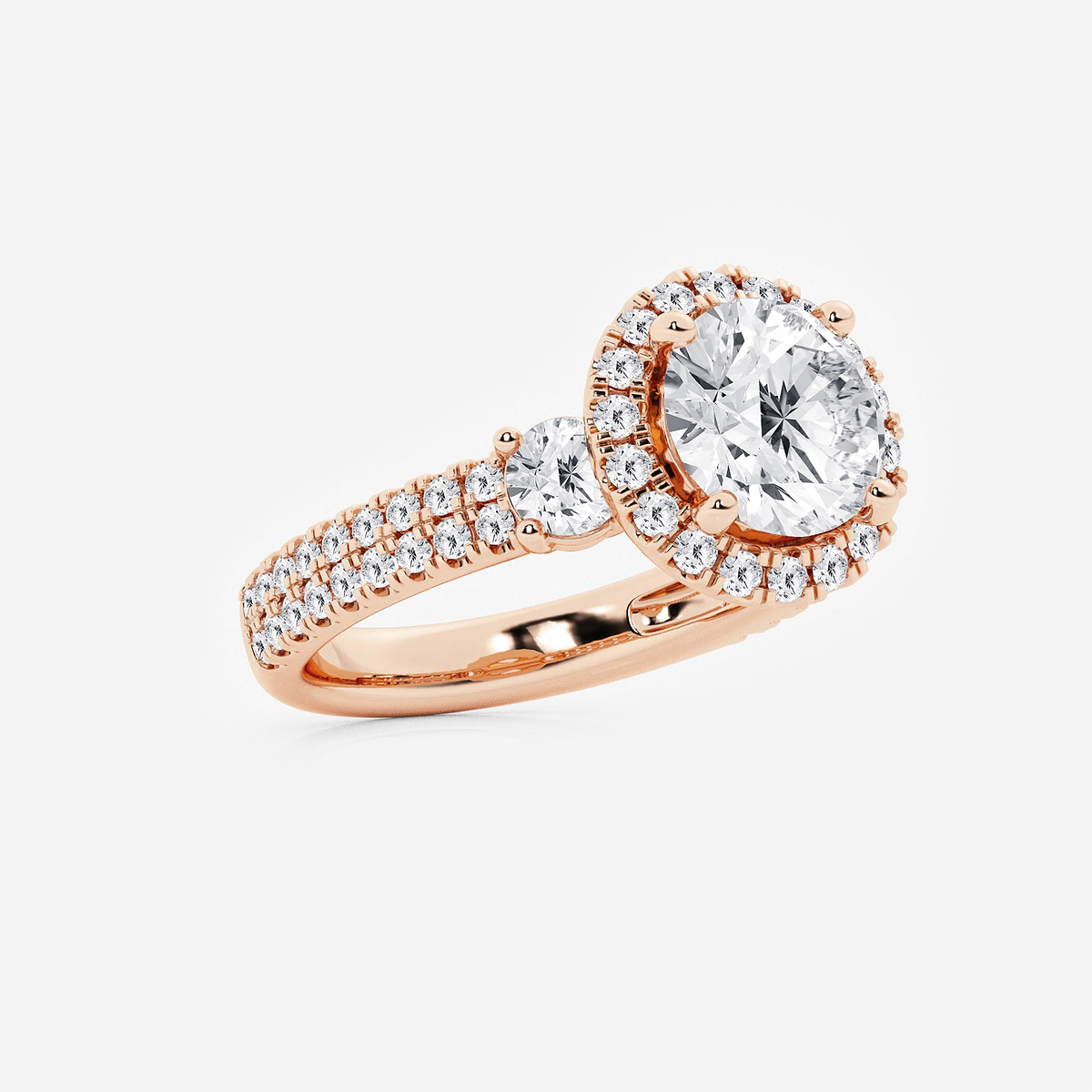 Additional Image 1 for  4 ctw Round Lab Grown Diamond Double Row Side Stones Halo Engagement Ring