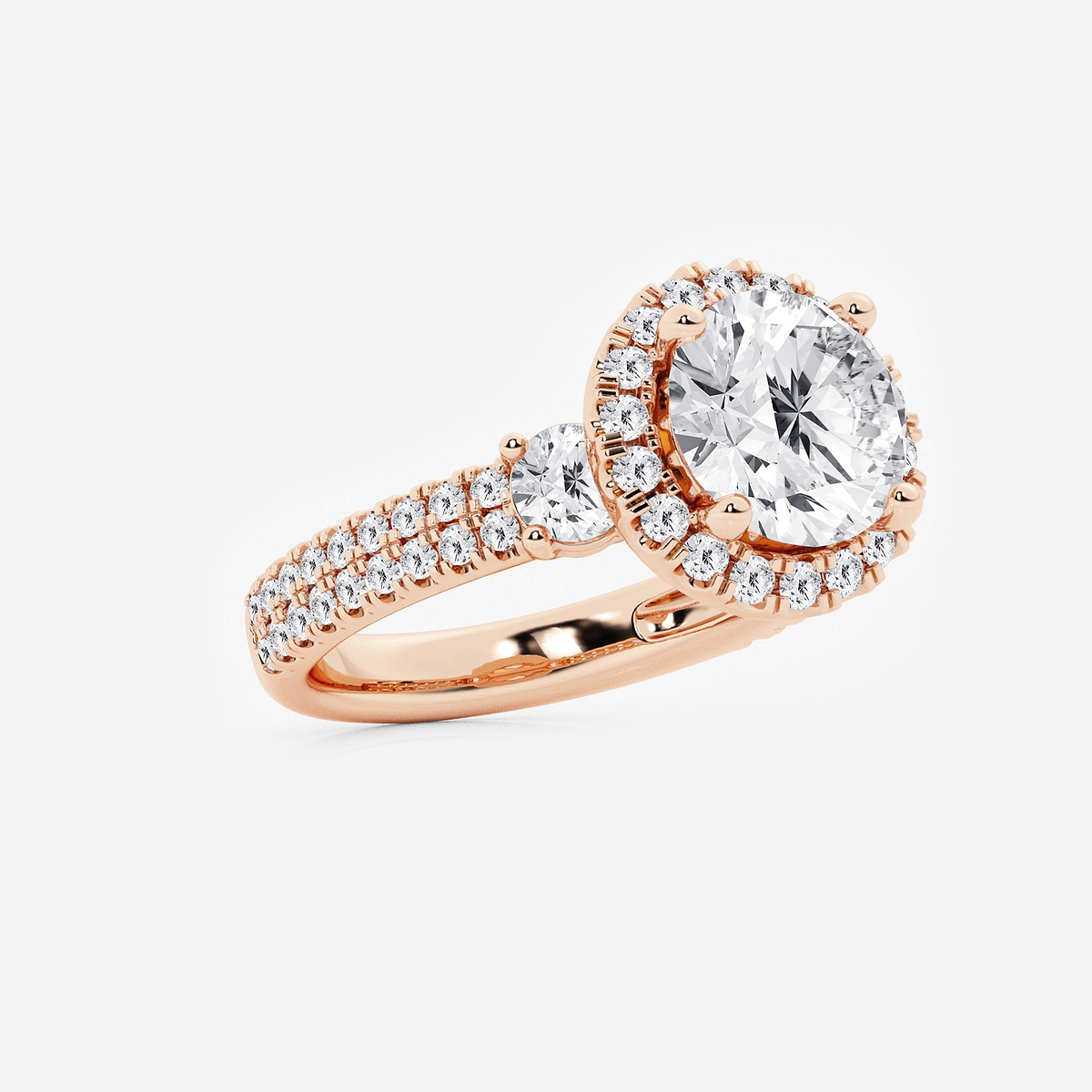 Additional Image 1 for  4 3/4 ctw Round Lab Grown Diamond Double Row Side Stones Halo Engagement Ring