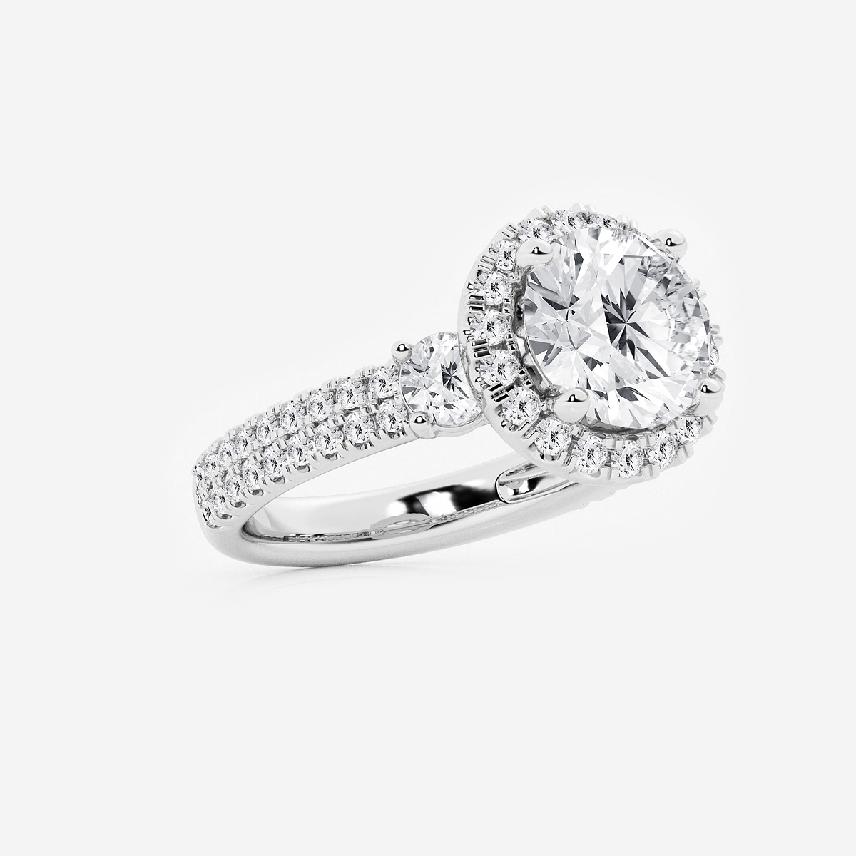 Additional Image 1 for  4 3/4 ctw Round Lab Grown Diamond Double Row Side Stones Halo Engagement Ring