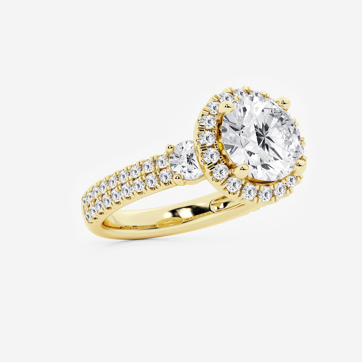 Additional Image 1 for  4 3/4 ctw Round Lab Grown Diamond Double Row Side Stones Halo Engagement Ring