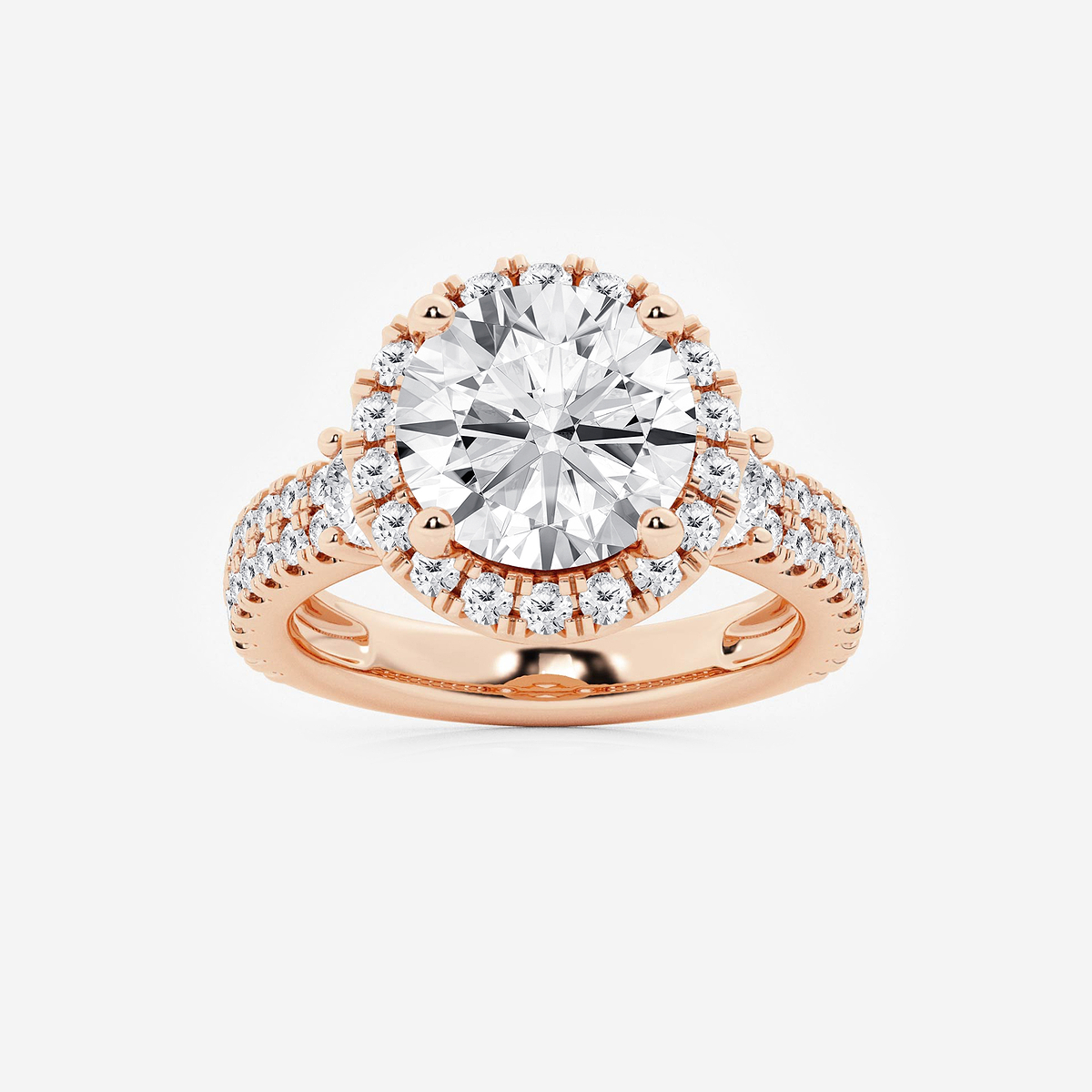 6 ctw Round Lab Grown Diamond Double Row Side Stones Halo Engagement Ring