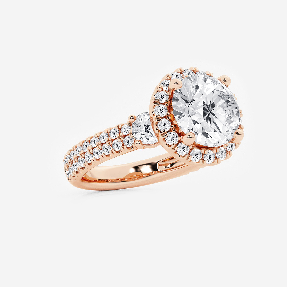 Additional Image 1 for  6 ctw Round Lab Grown Diamond Double Row Side Stones Halo Engagement Ring