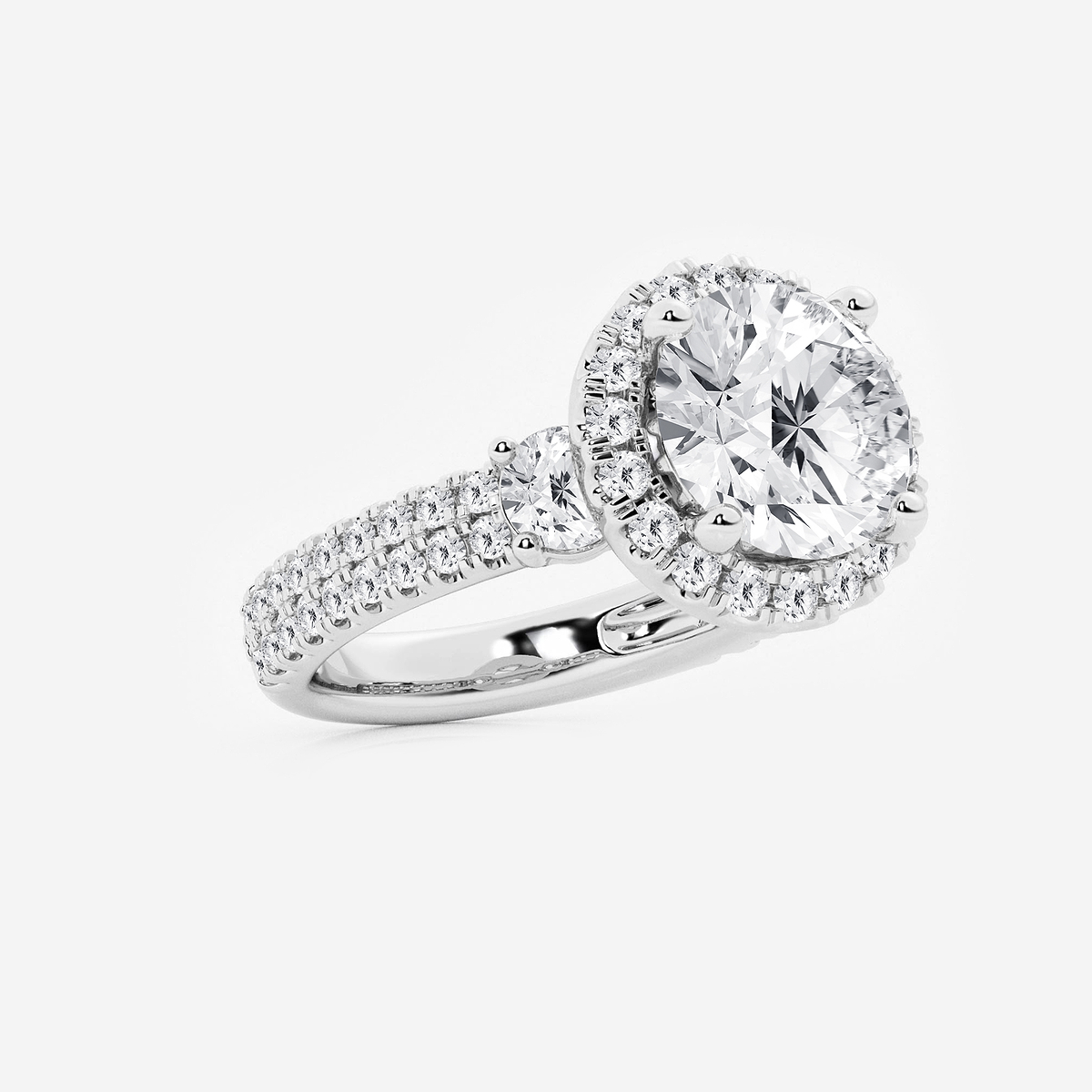 Additional Image 1 for  6 ctw Round Lab Grown Diamond Double Row Side Stones Halo Engagement Ring