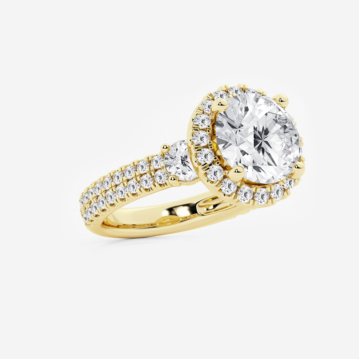 Additional Image 1 for  6 ctw Round Lab Grown Diamond Double Row Side Stones Halo Engagement Ring