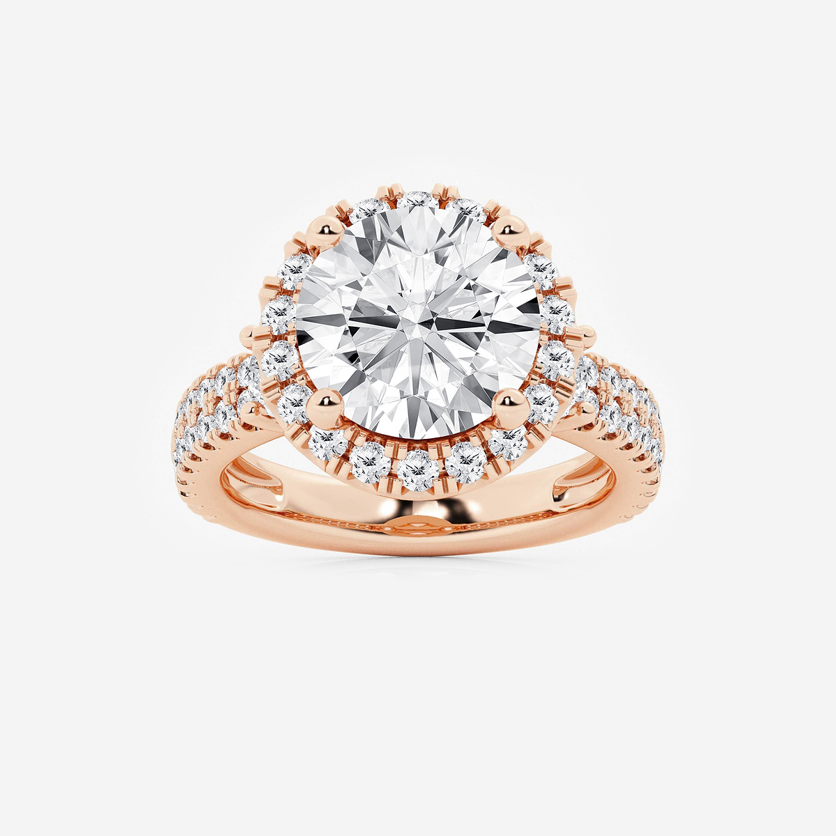 7 ctw Round Lab Grown Diamond Double Row Side Stones Halo Engagement Ring