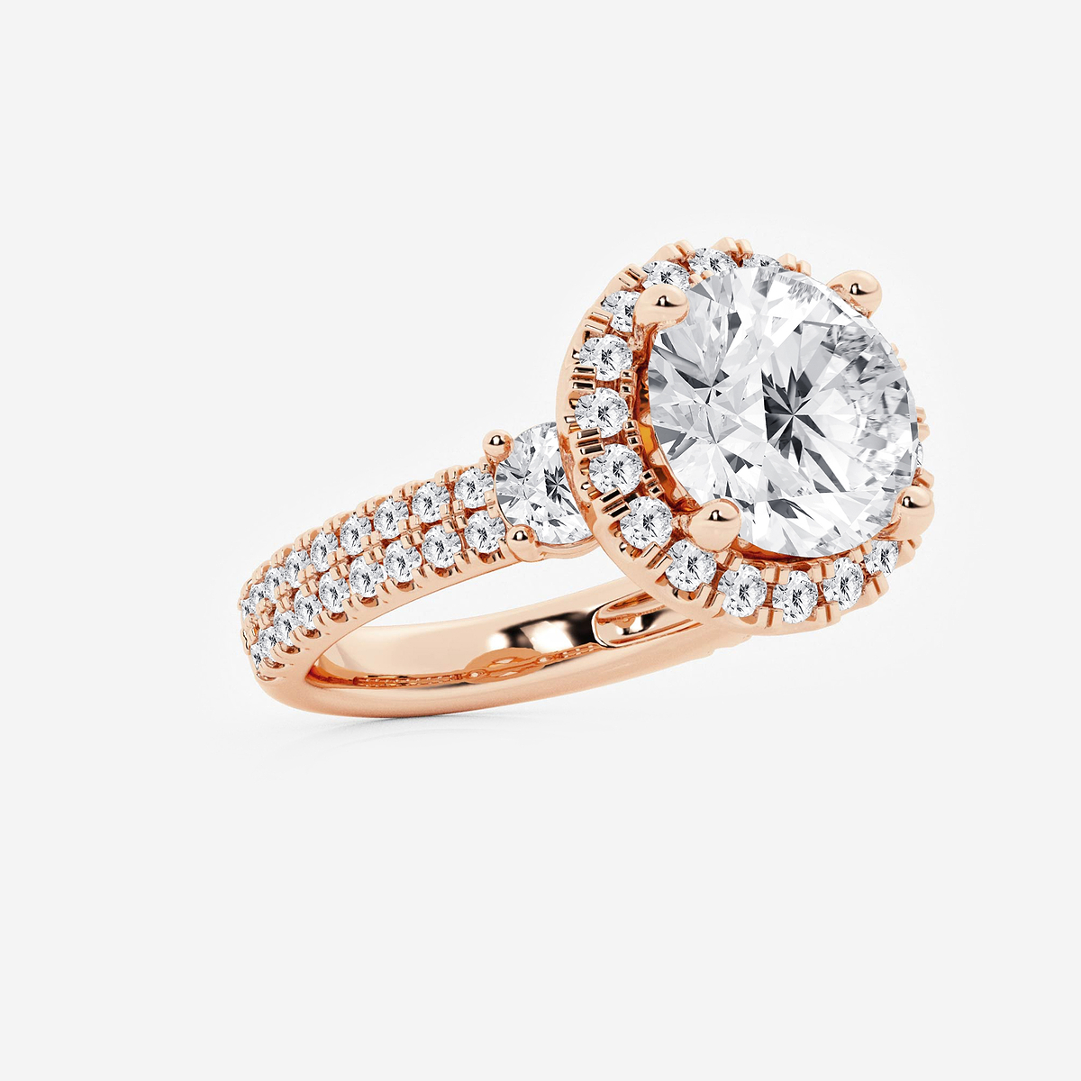 Additional Image 1 for  7 ctw Round Lab Grown Diamond Double Row Side Stones Halo Engagement Ring