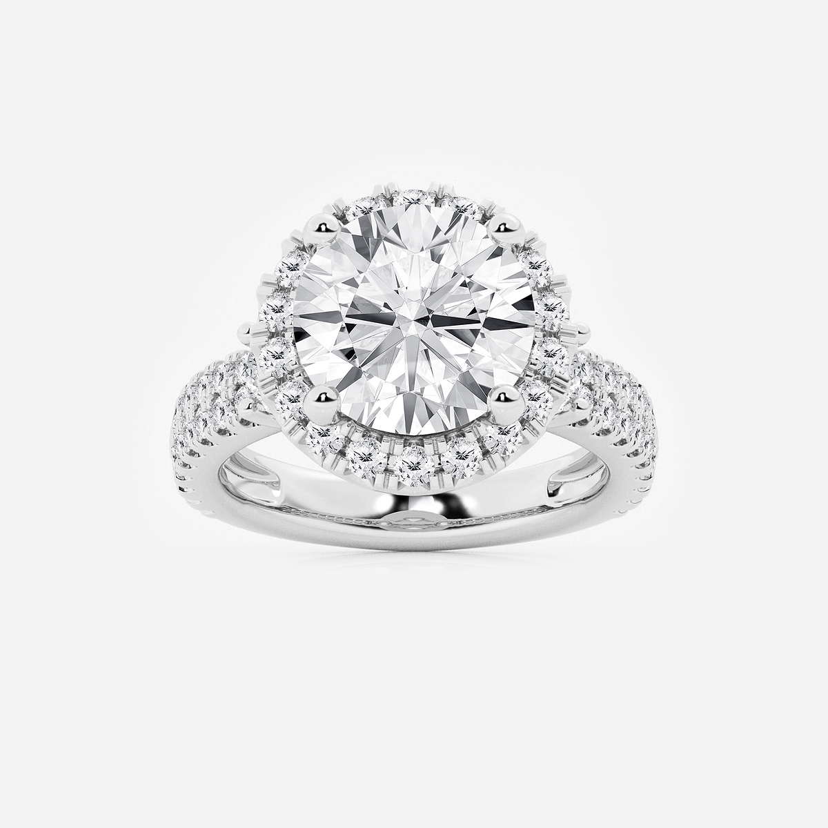 7 ctw Round Lab Grown Diamond Double Row Side Stones Halo Engagement Ring