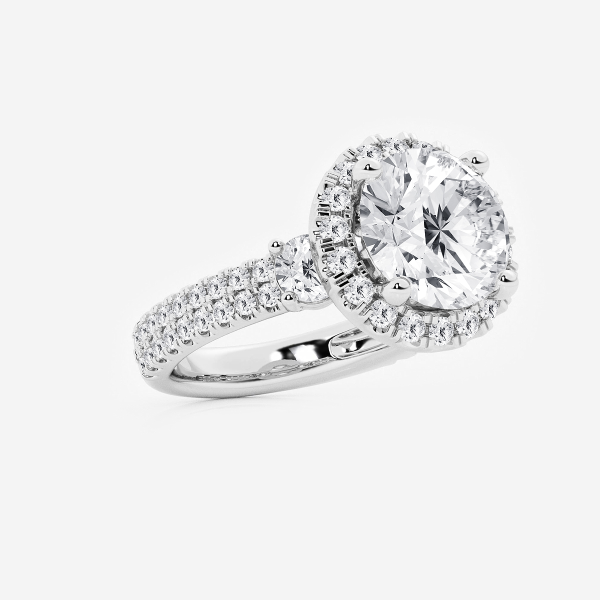 Additional Image 1 for  7 ctw Round Lab Grown Diamond Double Row Side Stones Halo Engagement Ring
