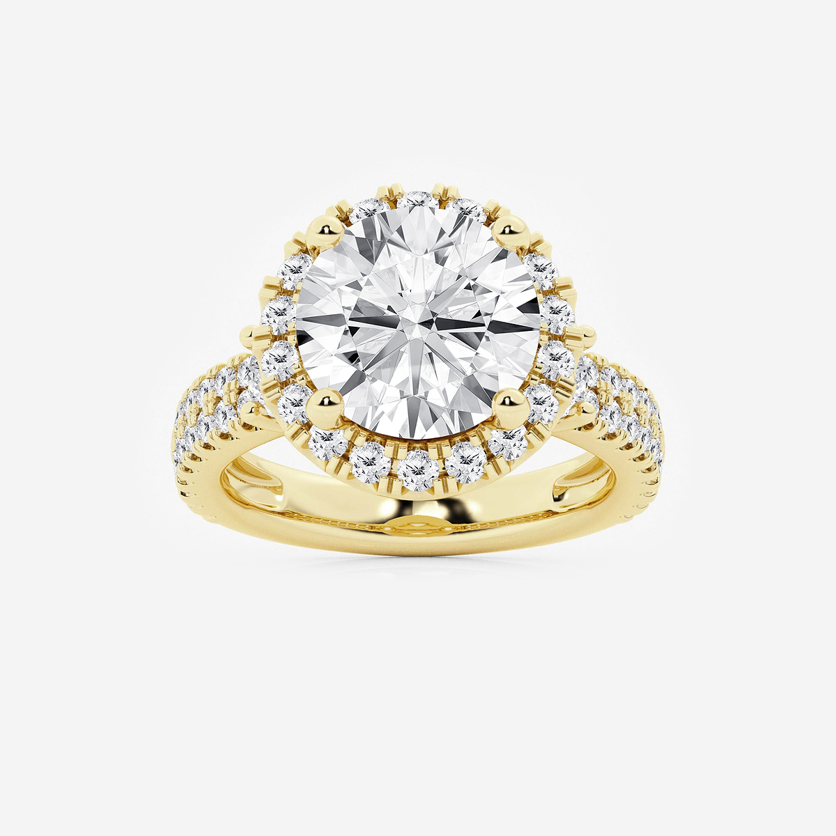 7 ctw Round Lab Grown Diamond Double Row Side Stones Halo Engagement Ring