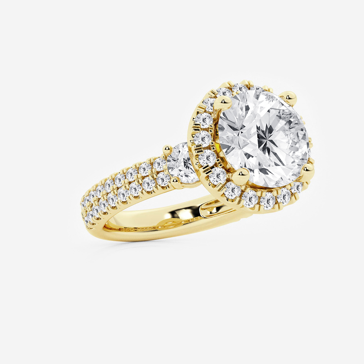 Additional Image 1 for  7 ctw Round Lab Grown Diamond Double Row Side Stones Halo Engagement Ring